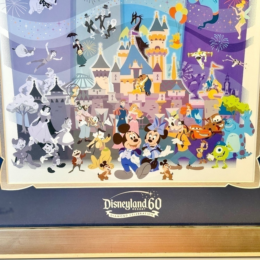2016 Disneyland Diamond 60th Anniversary Framed Lithograph & Minnie Ears Set - Picture 6 of 11